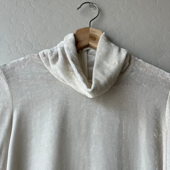 Forte Forte Turtleneck‎ Cream Italian Velvet Silk Blend Long Sleeve Top Size 1 - Picture 6 of 10